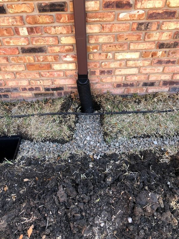 Downspout underground drainage pipe systems will help protect your property.
Plano, Texas.