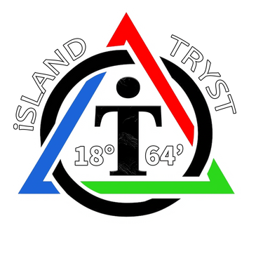 iSLAND TRYST Logo 'i' and 'T' in the middle of it USVI coordinate next to that triangle and circle