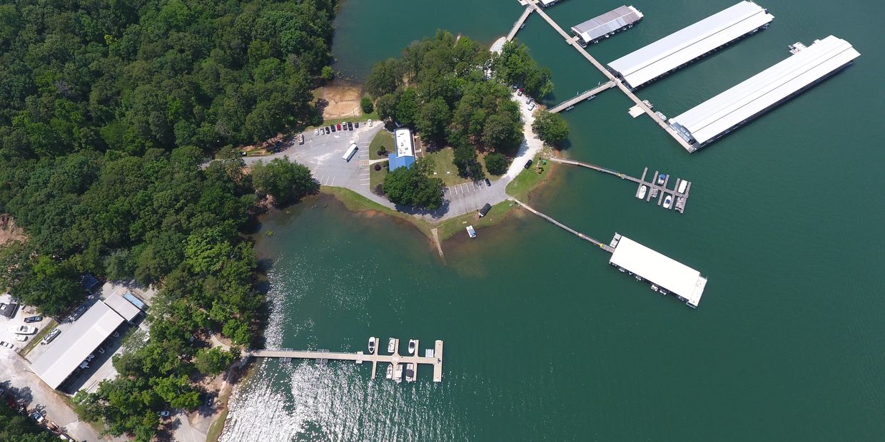 Overhead image of Clemson Marina on Lake Hartwell in Seneca, SC