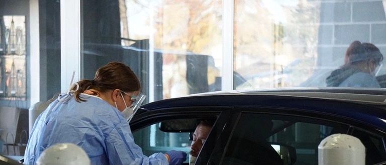 HRSupport staff conduct swab tests for COVID-19.