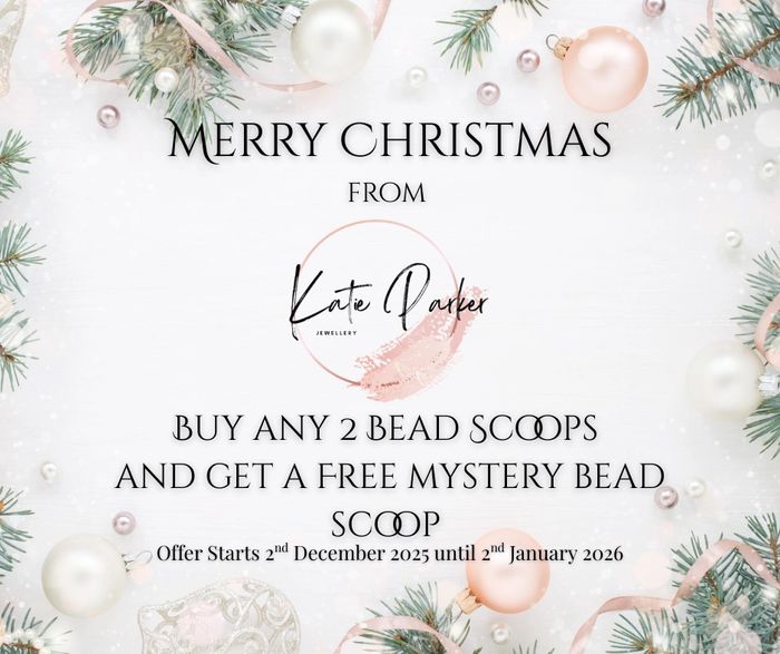 Festive Christmas offer from Katie Parker Jewellery with free mystery bead scoop.