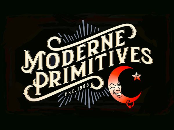 Logo of Moderne Primitives with a crescent moon and star design.