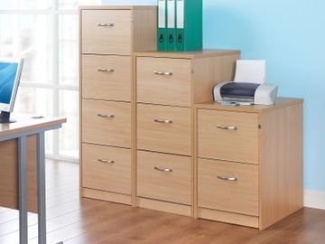 Wooden filing cabinets in 2, 3 or 4 drawer configurations. Central Locking.