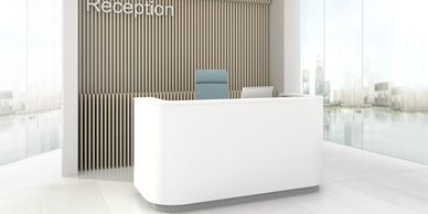 Narbutas white reception desk