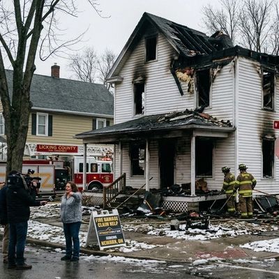 Complete Fire loss in Newark, Ohio residential area. Licking County Fire department responded.