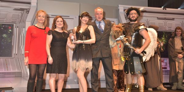 Trekkie Samantha Tasker Robbins and crew at the science fiction themed FMBE Awards