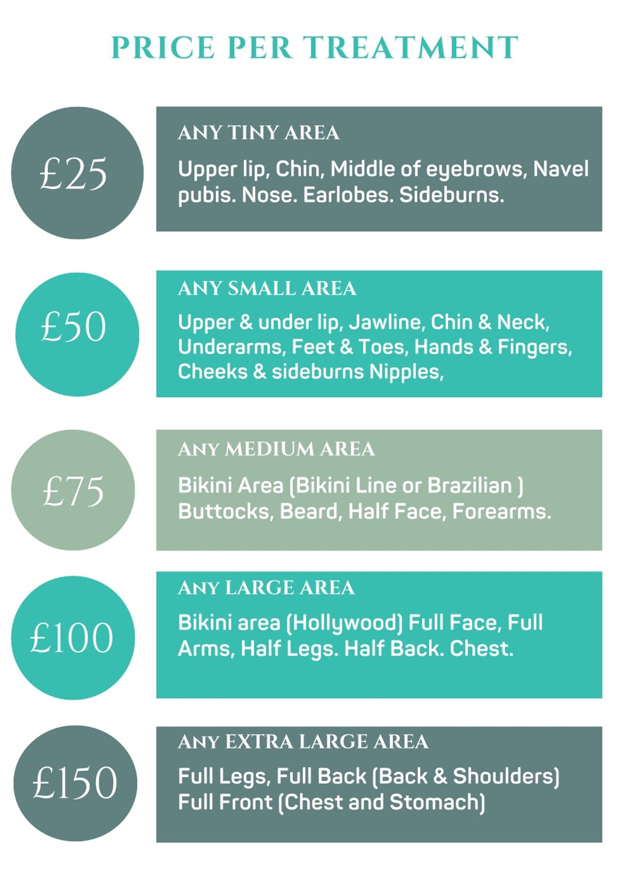 Price list laser hair removal