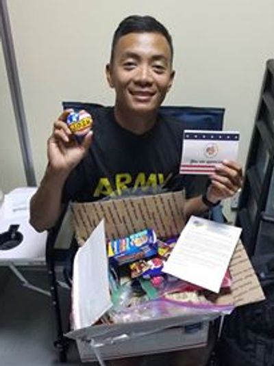 Soldier with a J.O.S.H. care package
