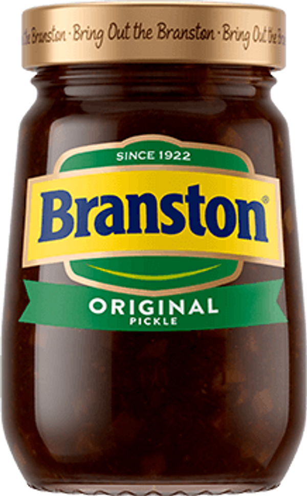 A jar of Branston pickles