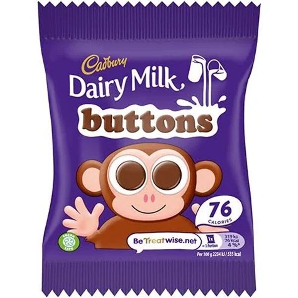 A bag of Cadbury Dairy Milk buttons