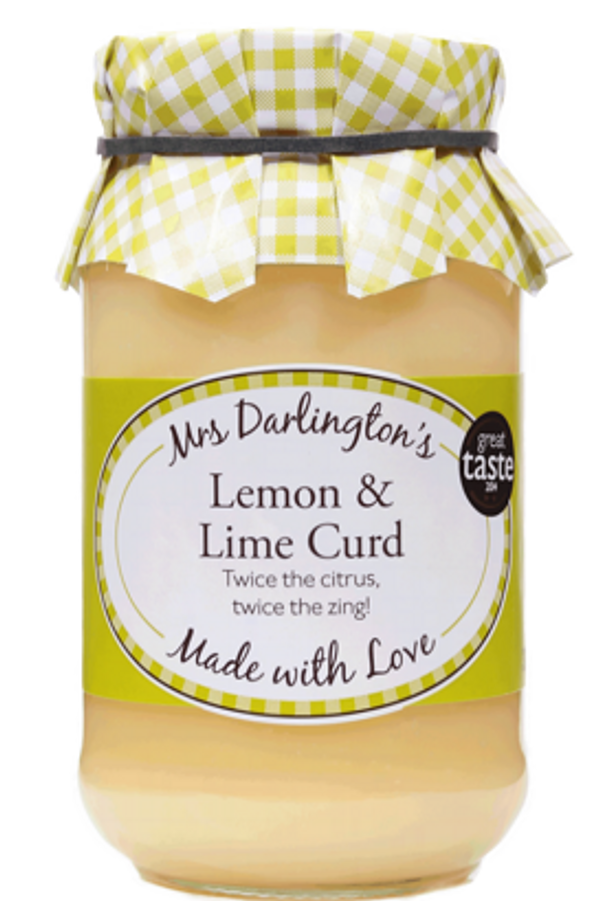 A jar of Mrs. Darlington's Lemon & Lime Curd.