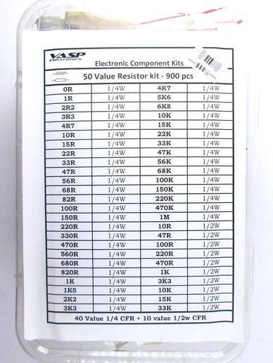 900 pcs 50 value resistor kit
