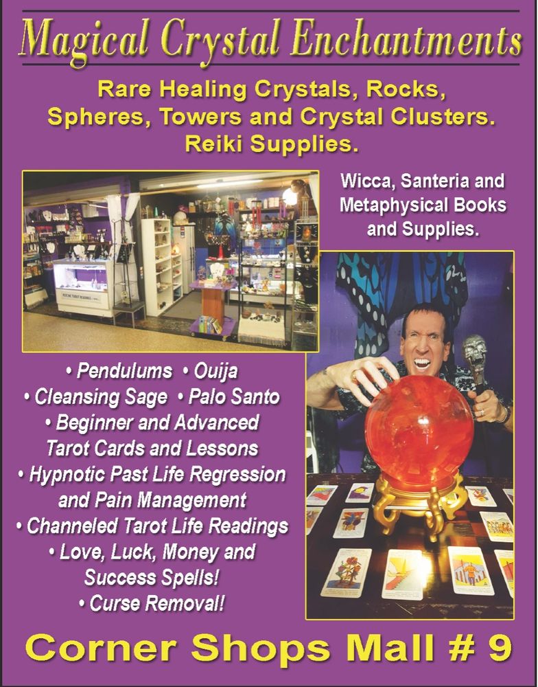 Inviting metaphysical shop featuring crystals, jewelry, and spiritual supplies.