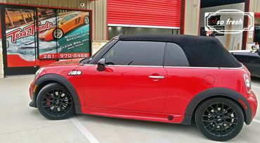 Mini Cooper window tint and paint protection film in Houston.