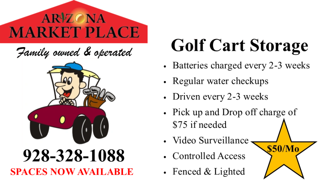 A banner with takes golf card storage