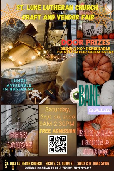 Fall Craft and Vendor Fair on Saturday, Sept. 26 from 9am-230pm. More info on the FB page.
