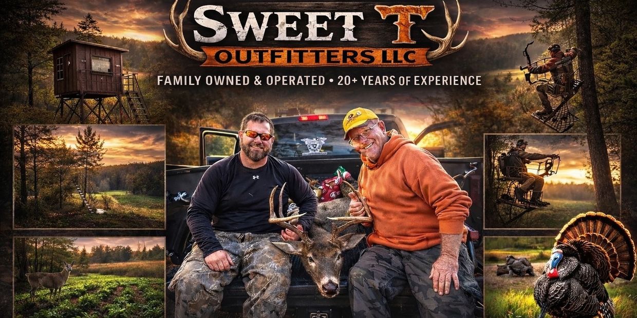 Hunters posing with a buck, showcasing Sweet T Outfitters LLC experience.