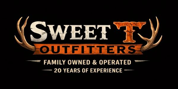 Sweet T Outfitters logo with antlers, family owned for 20 years.