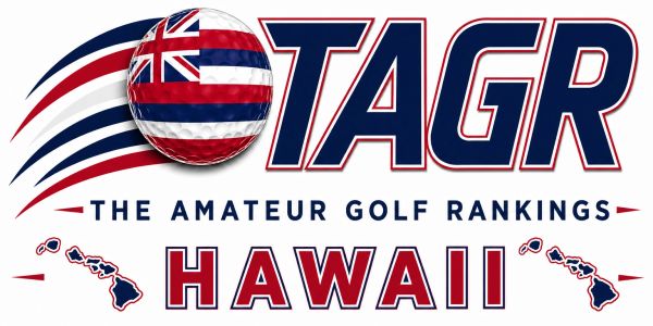 Logo for The Amateur Golf Rankings Hawaii with a golf ball and state maps.