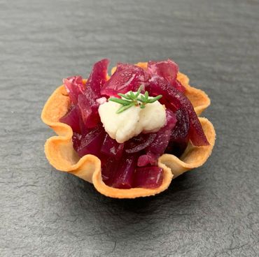 Caramelised Onion and Goats Cheese Croustades Afternoon Tea for a Wedding Breakfast