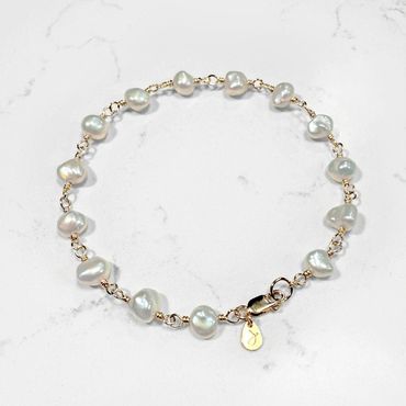 Sample product image of "Abigail Bracelet" in Freshwater Pearl & Gold Filled