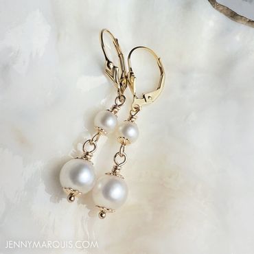 Sample product image of "Elizabeth Earrings" in Freshwater Pearl & 14k Gold Filled