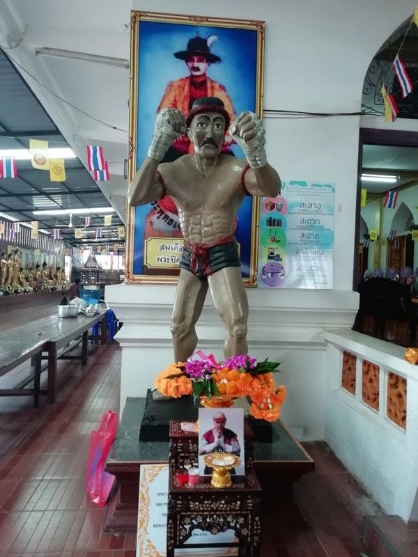KRU NICK'S TANAILEUEK STATUE AT WAT TEUK THE  ROYAL TEMPLE OF TIGER KING IN AYUTTHAYA THAILAND