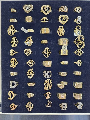 Variety of Gold Letter Rings 