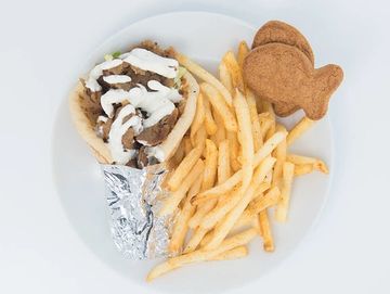 Kids Menu gyro with side fries.
