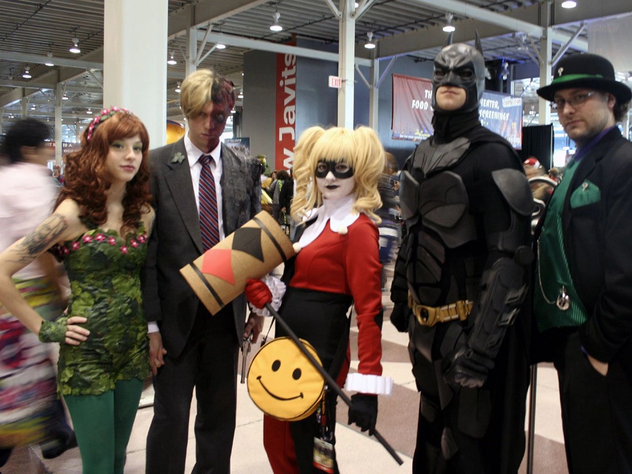 Men and women dressed up as the false idols of Batman