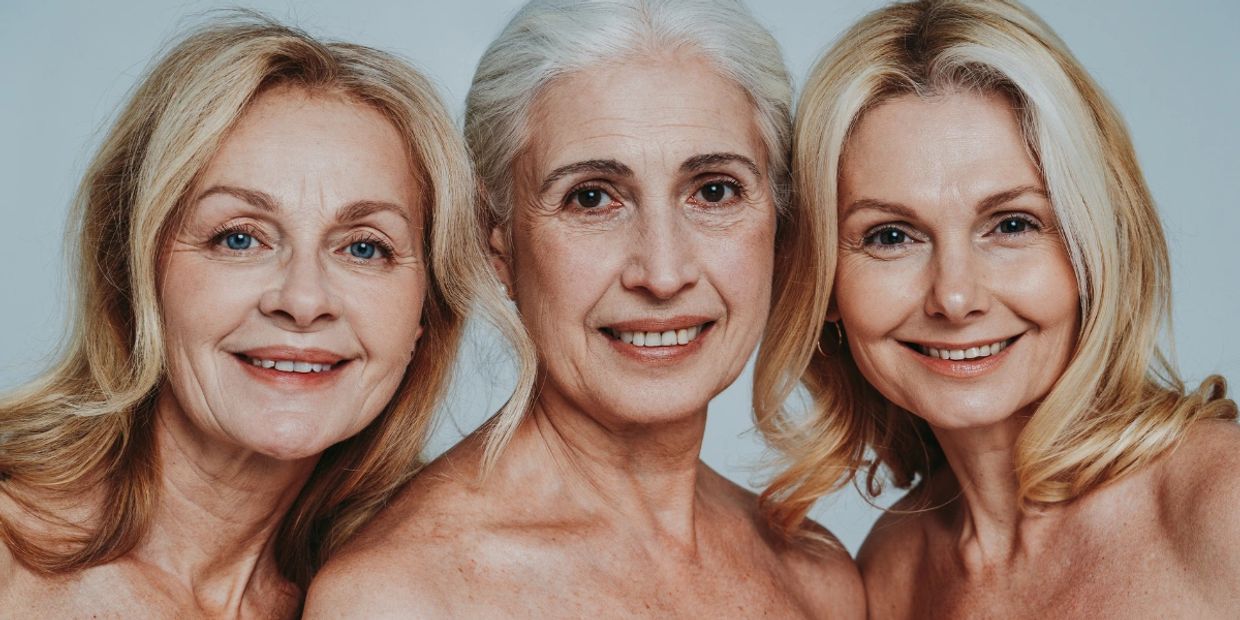 Happy and smiling menopausal women