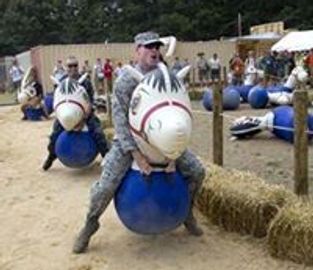 Hopping horses. hopping ponies. Ride on bouncer. Team building race. Relay race