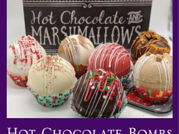 Hot Chocolate Bombs made with Dark Chocolate, Milk Chocolate, Cookies and Cream and other flavors.