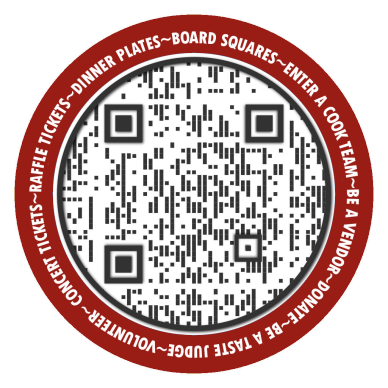 QR code with event-related text around the circle.