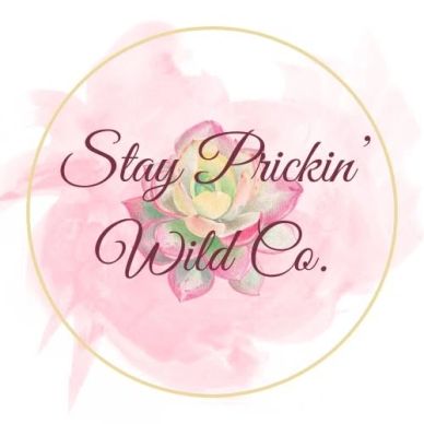 Logo with text and succulent flower.