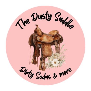 Logo with a dusty saddle and floral arrangement