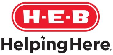 H-E-B logo with Helping Here slogan.