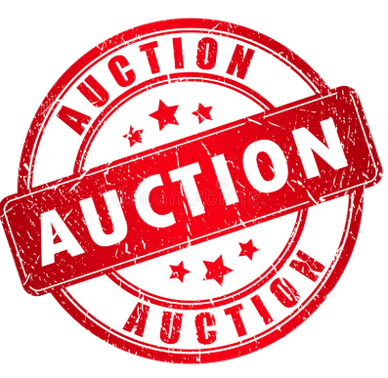 Red auction stamp with stars.