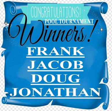 Congratulations to pool tournament winners Frank, Jacob, Doug, and Jonathan!