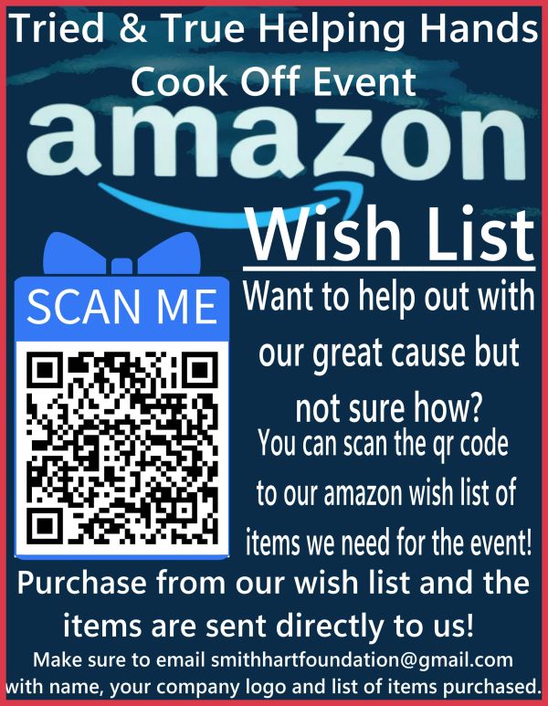 Amazon wish list QR code for charity cook off event.