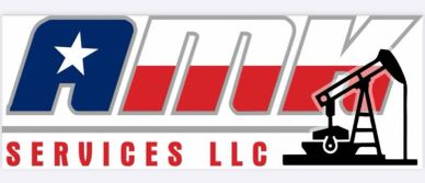 Logo with American flag colors and oil rig silhouette.