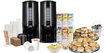 hot beverage catering with cinnamon bun platter and scones platter