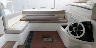 View from stern on electric boat Solliner