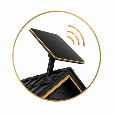 Stylish black and gold solar panel on a rooftop.