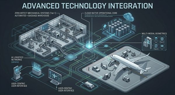 Diagram illustrating advanced technology integration in aviation and logistics.