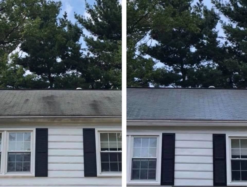 Columbia Maryland Elkridge Laurel Maryland roof cleaning power washing Softwash soft washing roof 