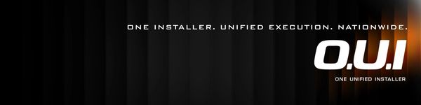 Logo for O.U.I. installer with tagline emphasizing nationwide service.