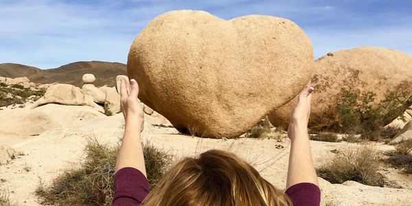 Giant heart shaped boulder at Joshua Tree National Park, White Tank Campground.  Photo by Kim Meyer.