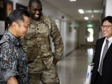 LTC Warren engaging in partner capacity with Japanese counter parts