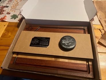 Small edge grain cutting board with personalization. $150.00